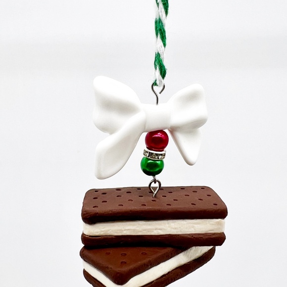Handmade Ice Cream Sandwich Ornament – Polymer Clay Christmas Tree Decoration - Picture 7 of 10